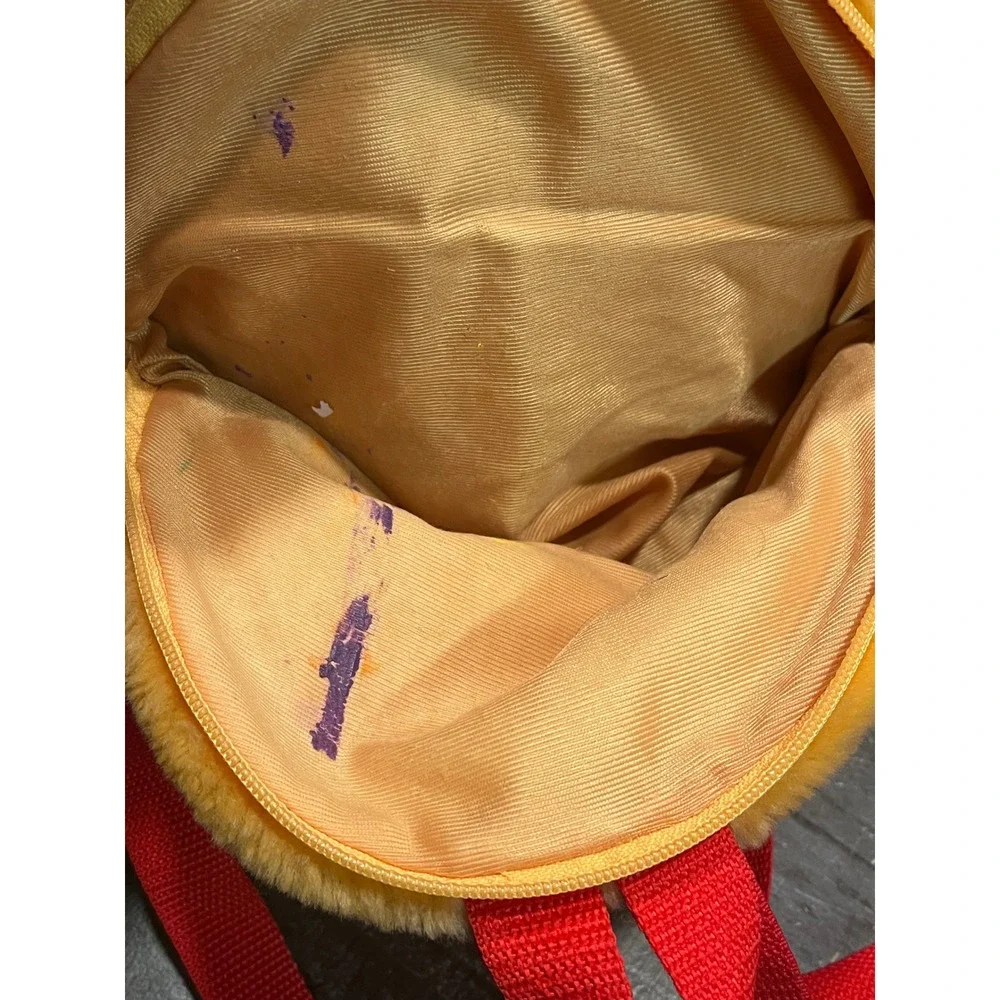 Disney Store Winnie the Pooh Plush Character Head Backpack Yellow Red Straps